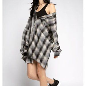 RTA VALLERY SHIRT DRESS IN GREY PLAID EXTRA SMALL